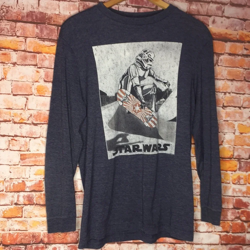 Old Navy Blue Long Sleeved Graphic Star Wars Storm Ship Trooper Tee